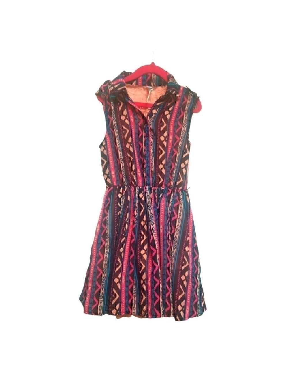 GIRLS DRESS K Nit Works Multi Pattern Dress Size 7